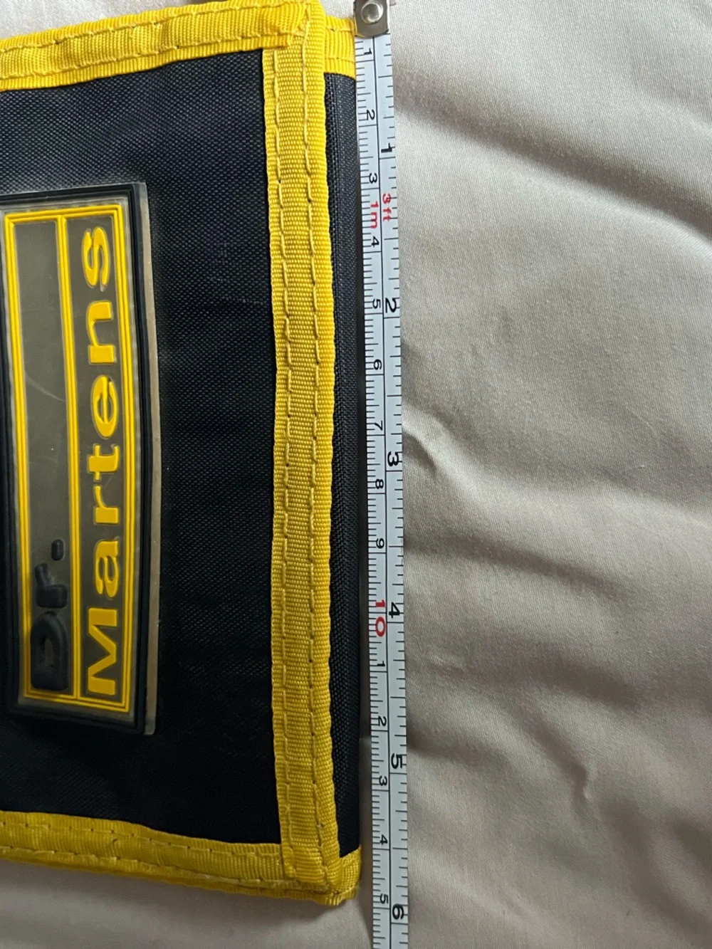 MAKE AN OFFER DR MARTENS VINTAGE Black & Yellow Nylon Velcro Trifold Wallet